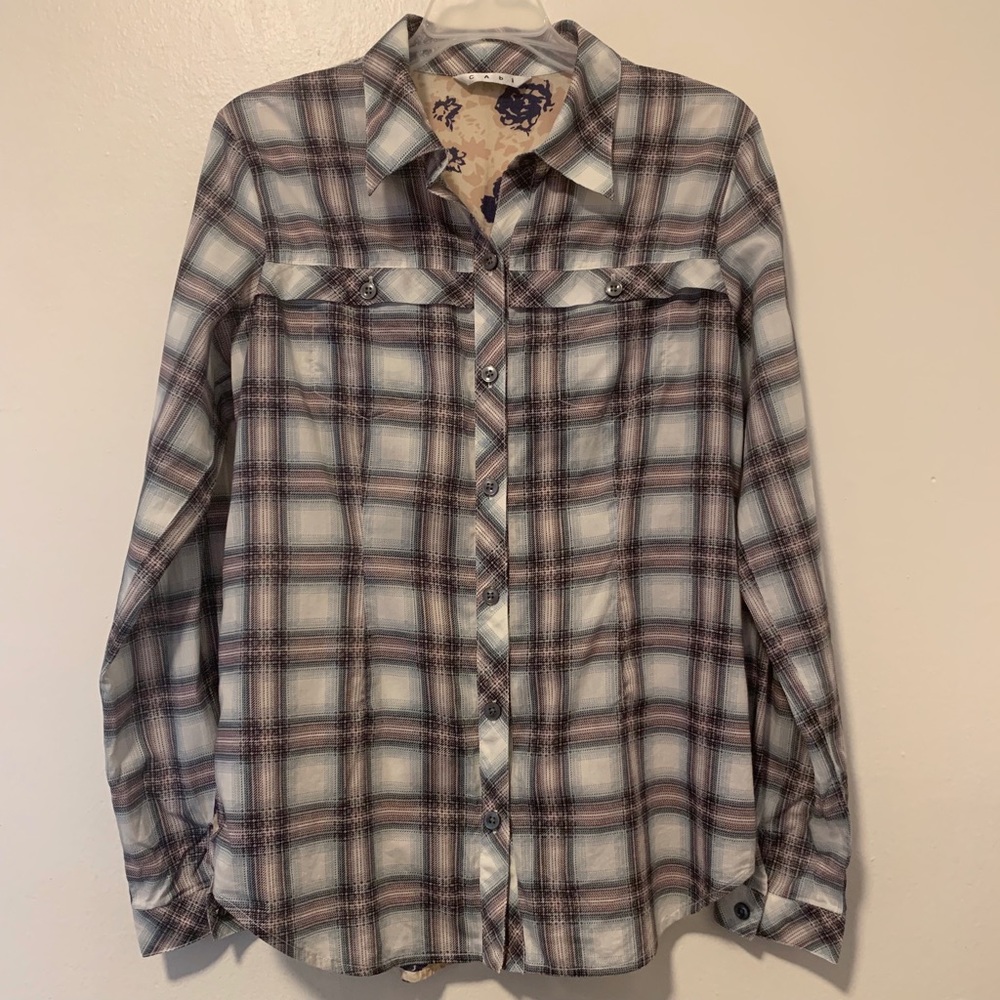 Cabi plaid/flower button down